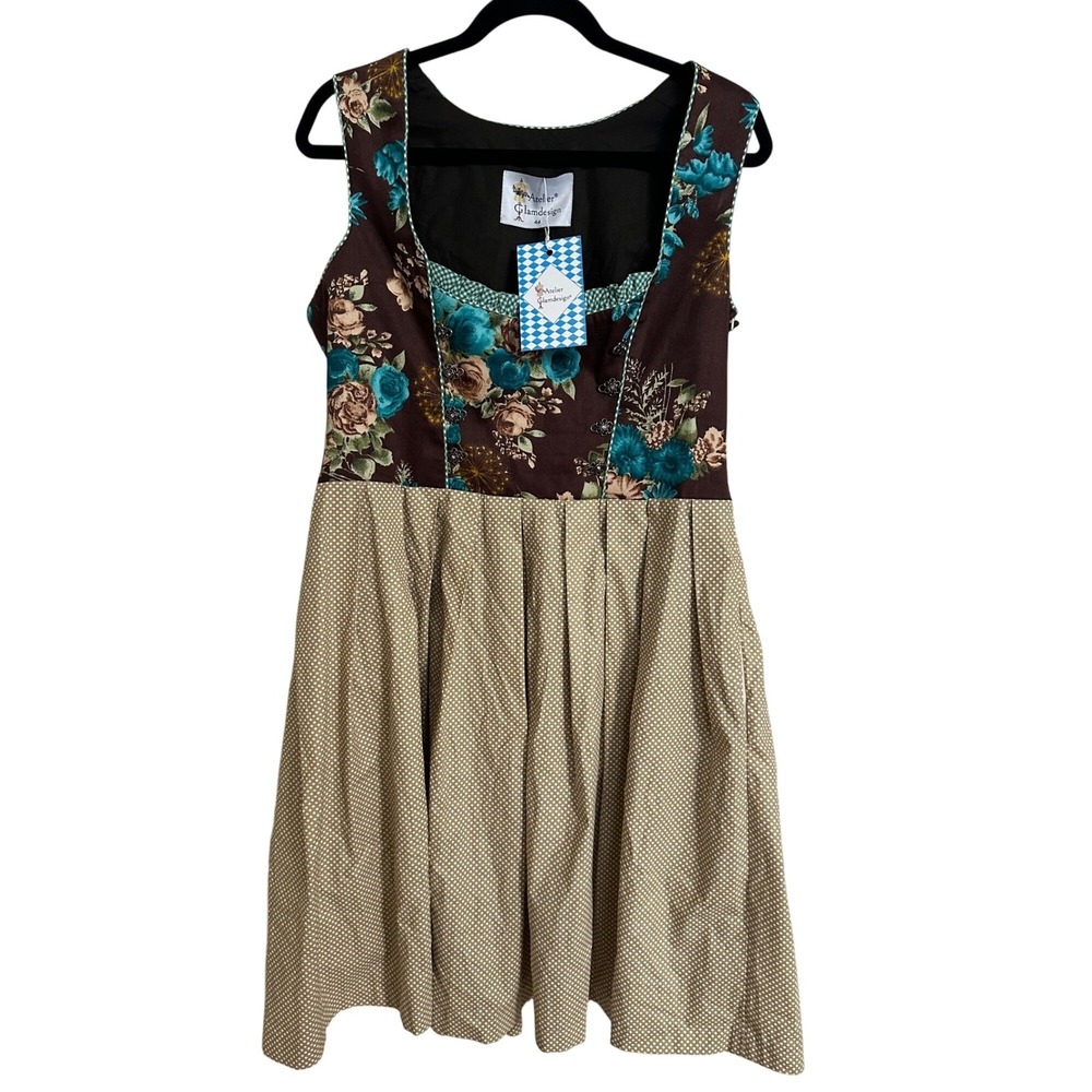 NWT Atelier Glamdesign German Dirndl‎ Dress Floral Polka Dot Oktoberfest 44